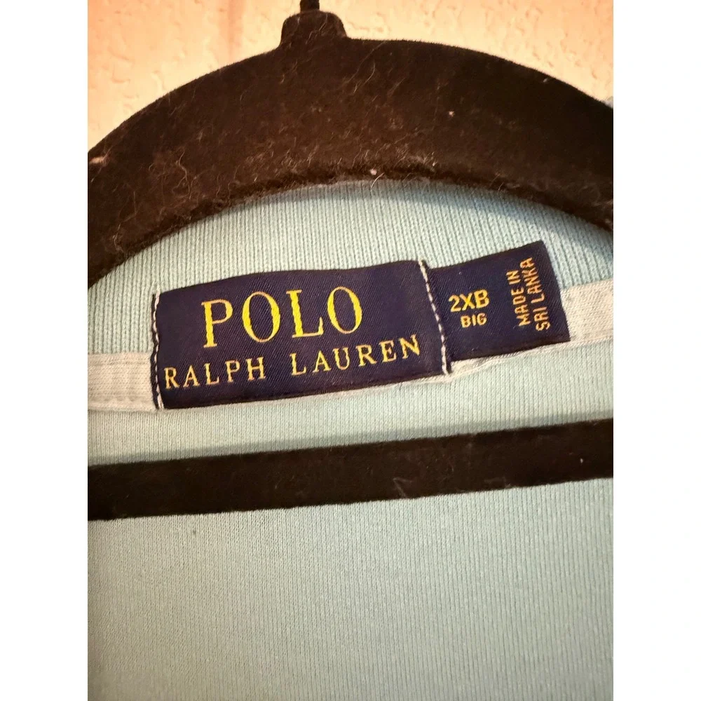 Ralph Lauren Polo Shirt Mens‎ 2XB Big Aqua Blue Short Sleeve Embroidered Logo